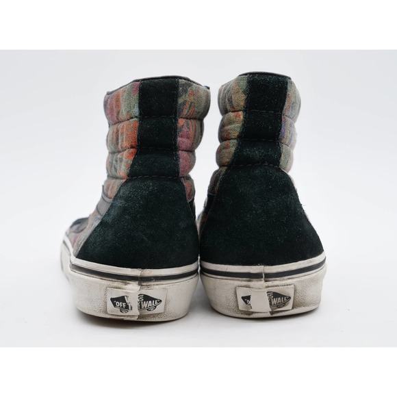 Vans Sk8 Hi Sneakers Womens 5.5 Black Suede Floral Print High Top Lace Up Shoes - Picture 9 of 11